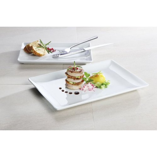 cent Teller Scoup rechteckig 35,5x23,5 cm aus Porzellan für Gastronomie