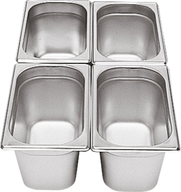 Cookmax GN Behälter 1/4 Edelstahl T: 65 mm, 1,8l für die Aufbewahrung von Lebensmitteln.