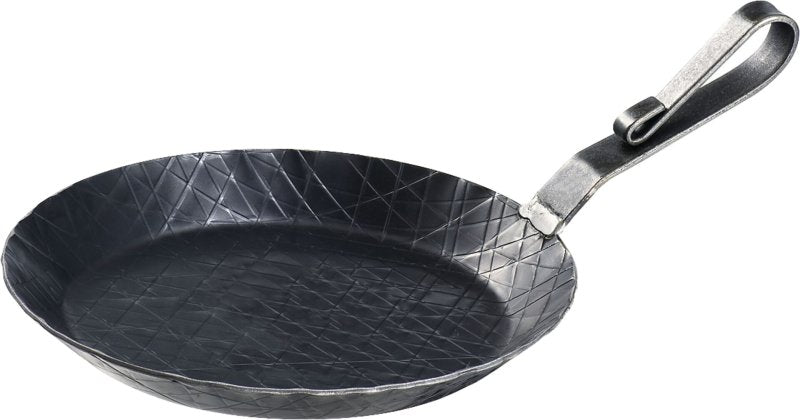 WAS Germany Servierpfanne 24 cm mit gebogenem Hakenstiel – Spülmaschinengeeignet, Induktionsgeeignet, Schmiedeeisen