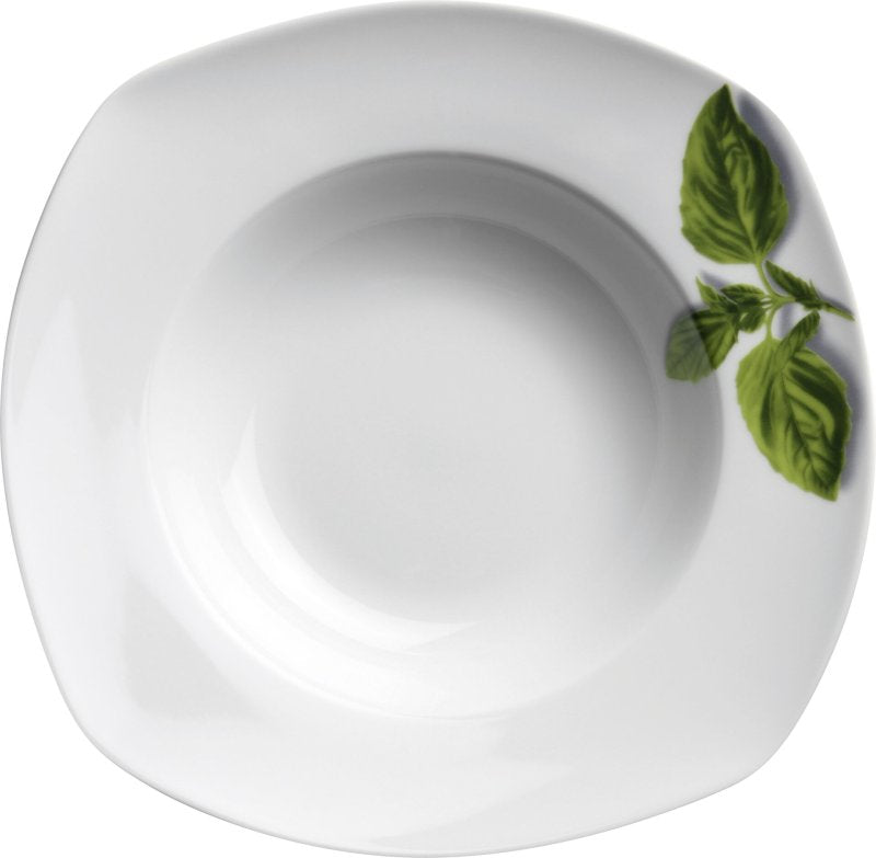 cent Pastateller weiß mit Basilikum-Dekor, Ø 30 cm, ideal für Gastronomie
