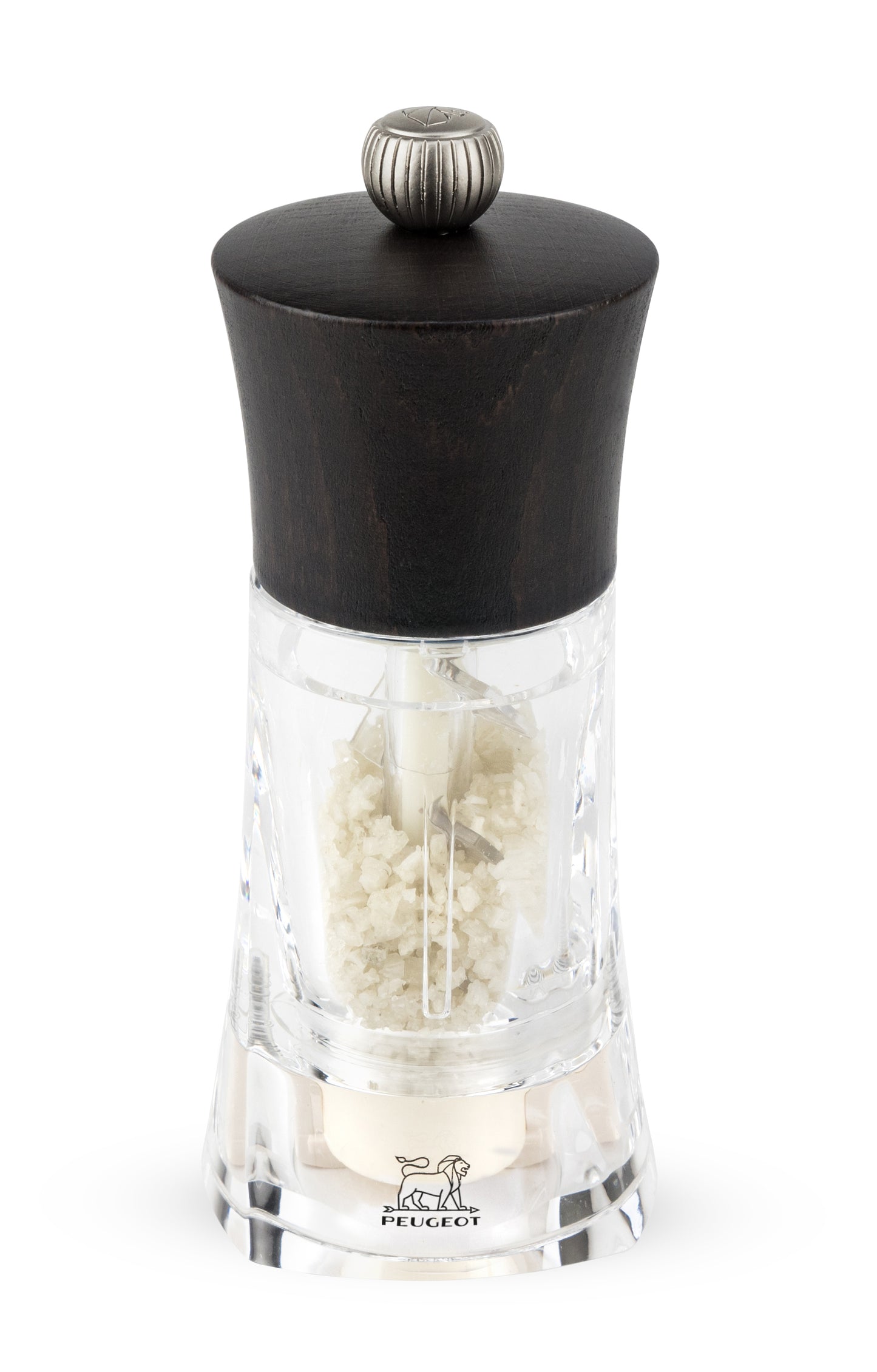 Peugeot OLÉRON Feuchtsalzmühle für Meersalz, 14 cm, Acryl und Holz, ideal für den gedeckten Tisch