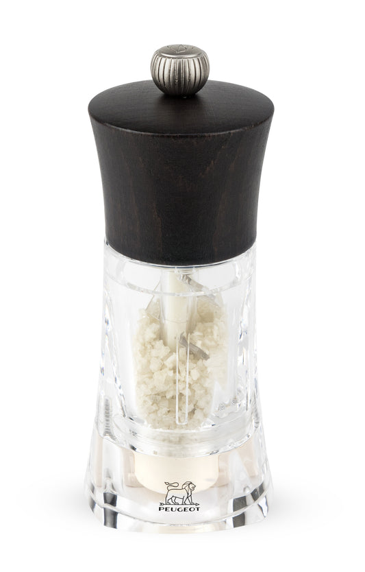 Peugeot OLÉRON Feuchtsalzmühle für Meersalz, 14 cm, Acryl und Holz, ideal für den gedeckten Tisch