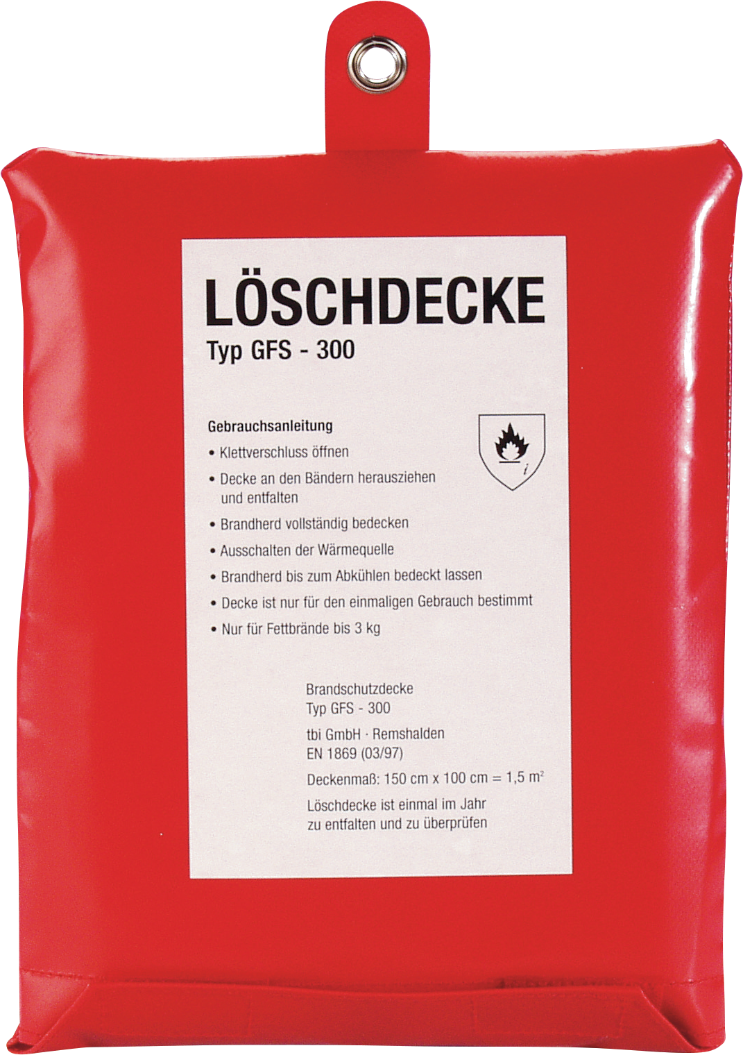 cent Fettbrandlöschdecke 1x1m in PVC Tasche für Gastronomiebetriebe