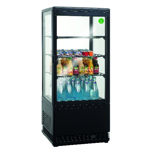 Bartscher Mini-Kühlvitrine 78 Liter schwarz mit Beleuchtung