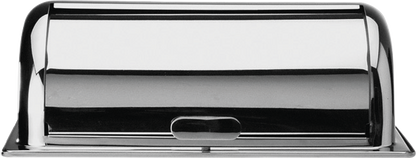 Rolltop-Deckel aus Edelstahl für Chafing Dishes, klappbar und hygienisch.