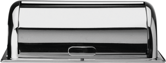 Rolltop-Deckel aus Edelstahl für Chafing Dishes, klappbar und hygienisch.