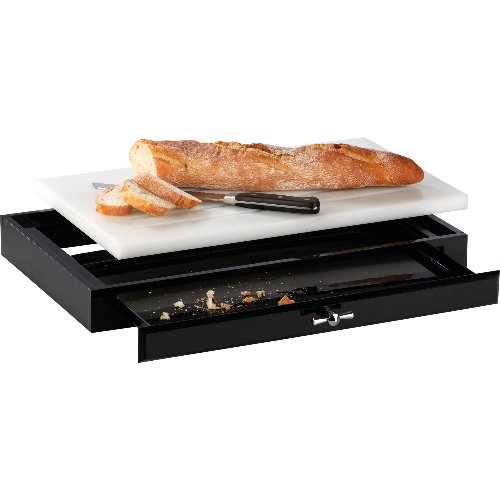 cent Brotschneidebrett Acryl schwarz/weiß mit herausziehbarer Krümelschublade