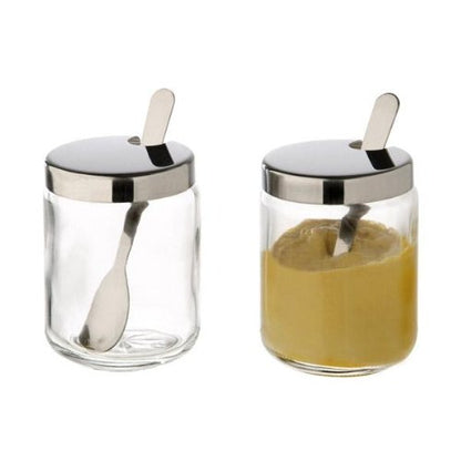 APS Senftöpfchen 2er Set aus Glas und Edelstahl für Gastronomie