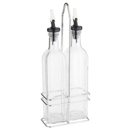 APS Essig- / Öl-Menage aus Edelstahl und Glas für Gastronomie