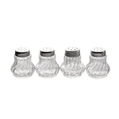 APS Ministreuer 4er Set aus Glas mit Edelstahl-Deckel für Gewürze