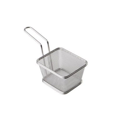 APS Servier-Frittierkorb aus Edelstahl, ideal für das Servieren von frittierten Snacks.