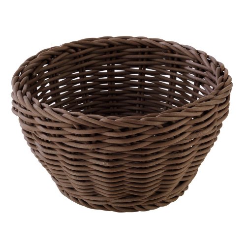 Brauner Korb aus Polypropylen, Ø 16 cm, ideal für die Präsentation von Lebensmitteln.