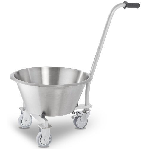 FEUMA Trolley mit Auffangbehälter TA aus Edelstahl für die Lebensmittelverarbeitung.