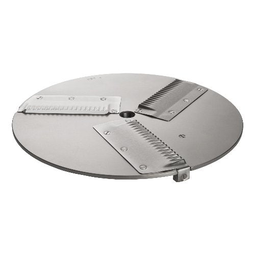 FEUMA Buntschnittscheibe 4,0 mm aus Edelstahl für präzise und dekorative Schnitte in der Gastronomie.