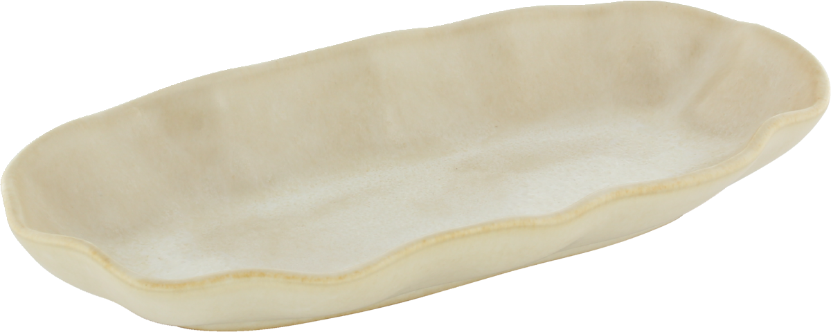 NAMI Platte oval Dune 24x12cm – Servierplatte aus Steinzeug mit organischer Form und sandfarbener Glasur