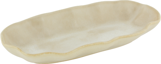 NAMI Platte oval Dune 24x12cm – Servierplatte aus Steinzeug mit organischer Form und sandfarbener Glasur