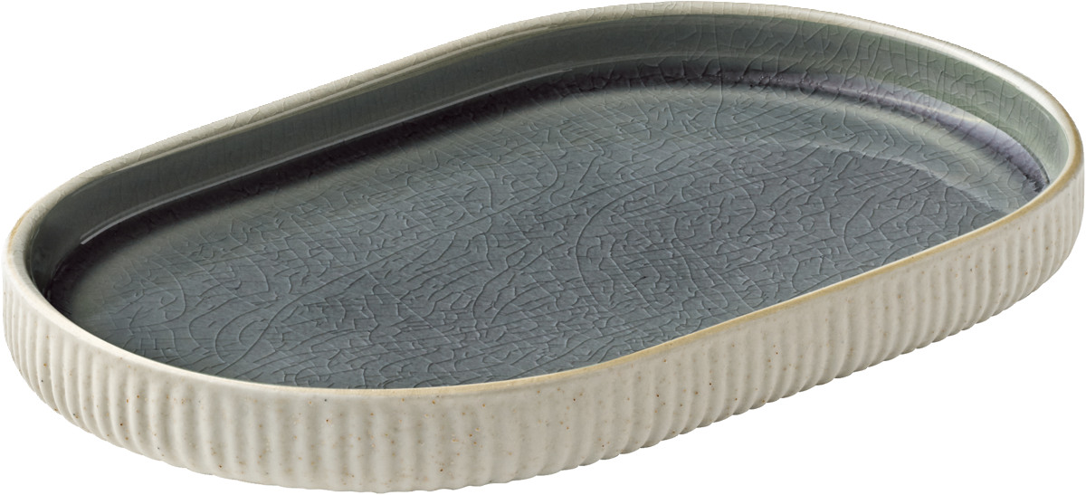 BHS tabletop AG Platte oval Relief grau 18cm für ansprechende Tischpräsentationen.