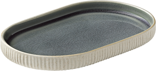 BHS tabletop AG Platte oval Relief grau 18cm für ansprechende Tischpräsentationen.