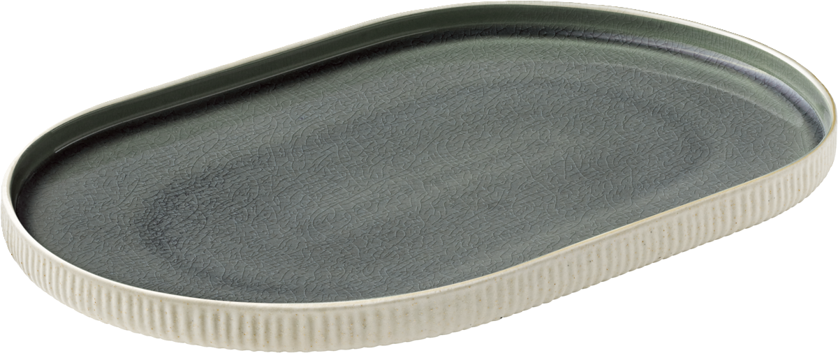 BHS tabletop AG NARA Platte oval Relief grau 30cm für die Gastronomie