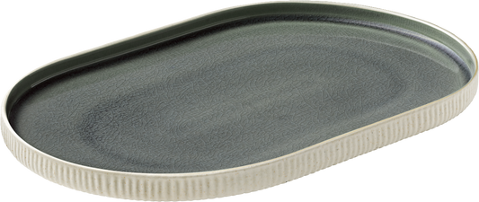 BHS tabletop AG NARA Platte oval Relief grau 30cm für die Gastronomie