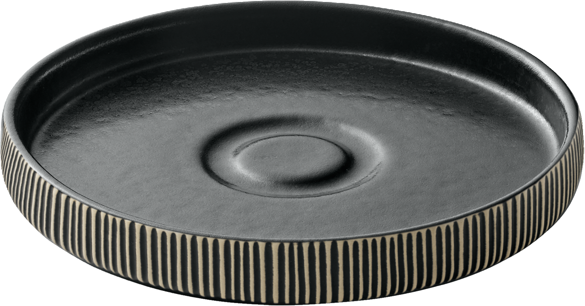 BHS tabletop AG Untertasse rund Relief black/white 15cm für den gedeckten Tisch