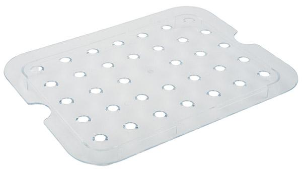 APS Abtropfgitter aus Polycarbonat für GN 1/1 Behälter zur hygienischen Abtropfung von Lebensmitteln.