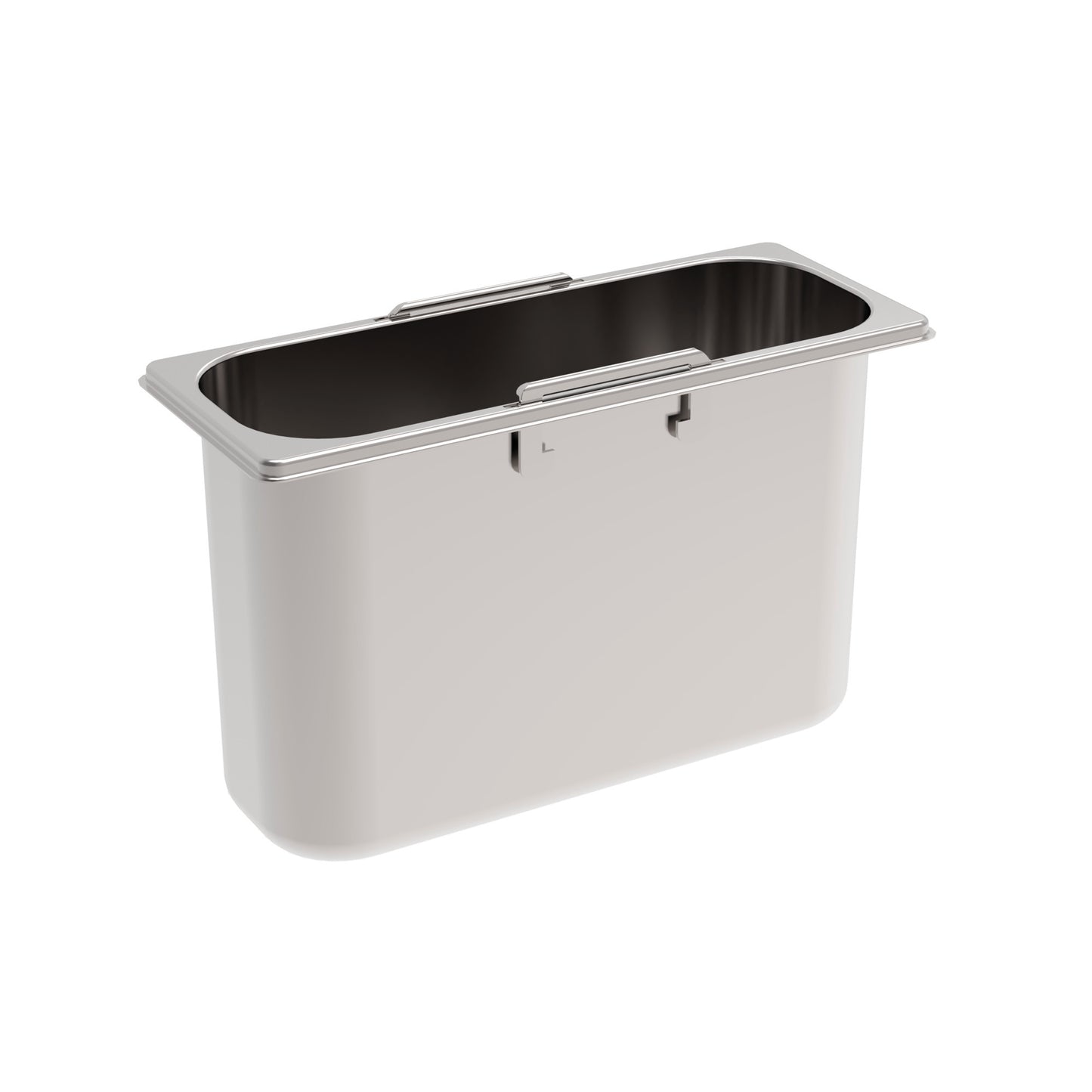 Rieber GN-Behälter 2/8 mit versenkbaren Griffen für hygienische Lagerung und Transport von Speisen.
