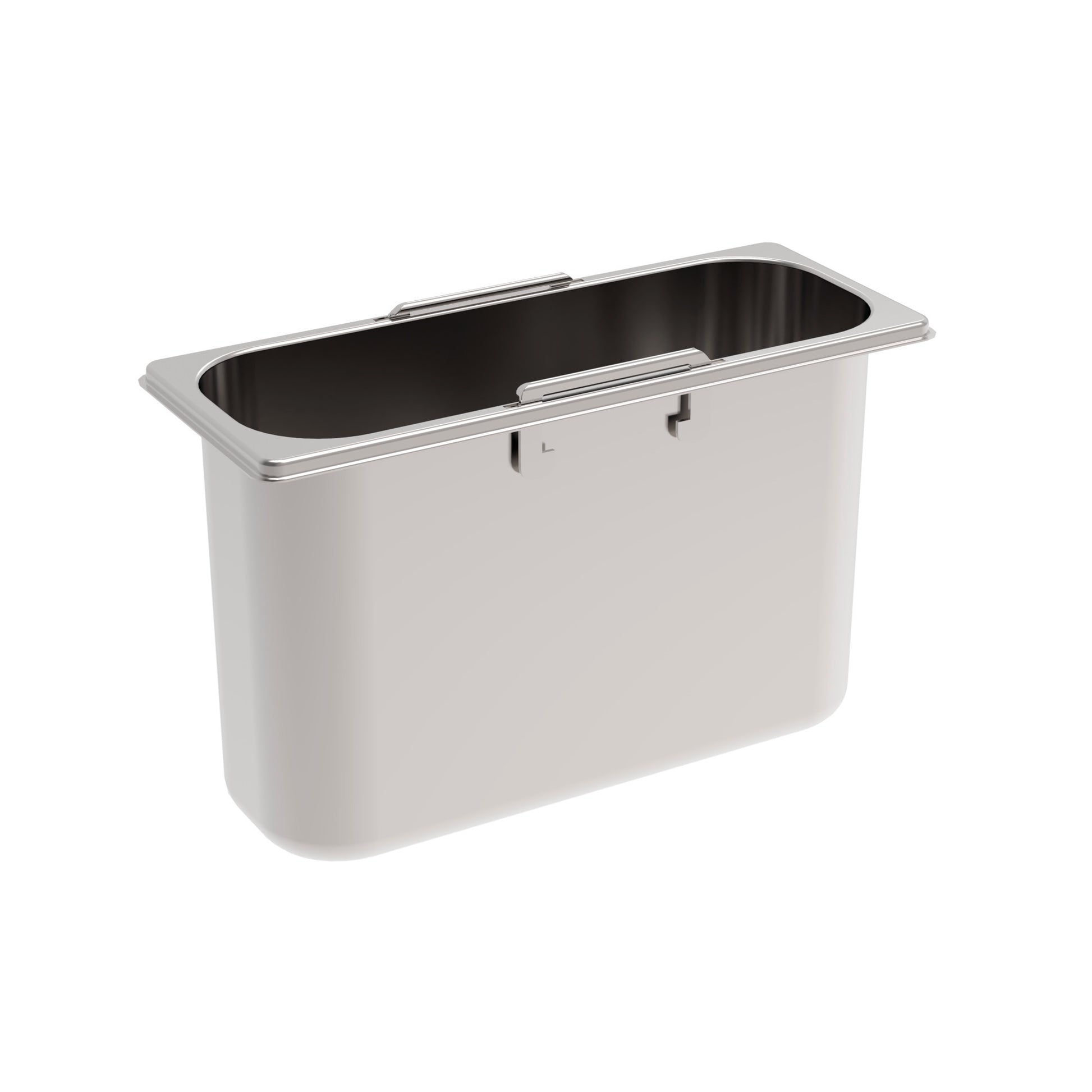 Rieber GN-Behälter 2/8 mit versenkbaren Griffen für hygienische Lagerung und Transport von Speisen.