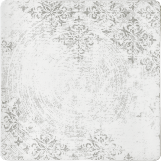 Flacher quadratischer Teller aus Porzellan für elegante Tischpräsentation.