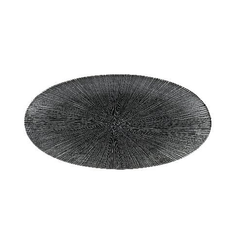 Churchill Super Vitrified Studio Prints Agano Black Oval Chefs Platte für professionelle Speisenpräsentation