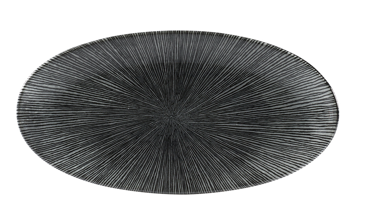Churchill Super Vitrified Studio Prints Agano Black Oval Chefs Platte für die Speisenpräsentation