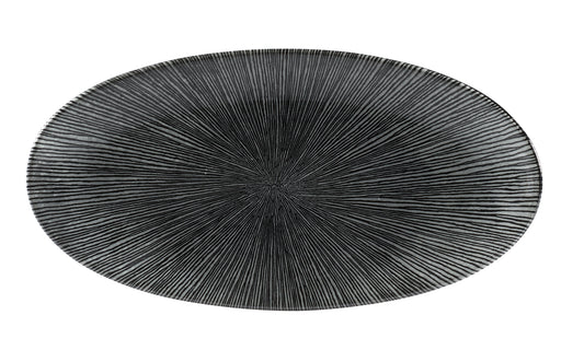 Churchill Super Vitrified Studio Prints Agano Black Oval Chefs Platte für die Speisenpräsentation