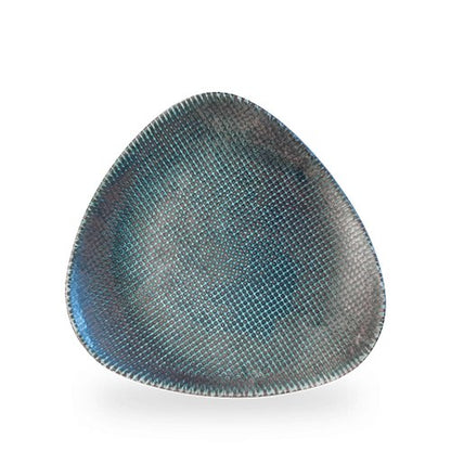 Flacher Teller von Churchill Super Vitrified mit Astro Metallic Blue Design für gastronomische Anwendungen.
