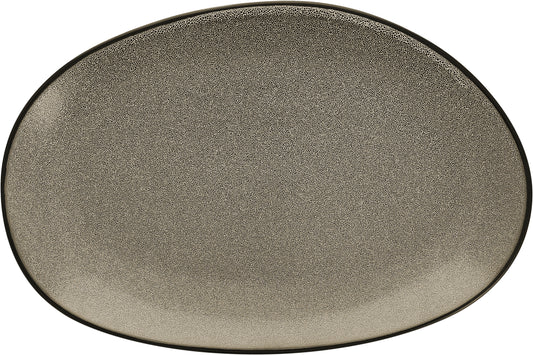 Fortessa Dinnerware STON GRAU Platte oval coup 36cm für die Präsentation von Speisen in der Gastronomie