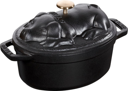 Staub Cocotte Schweinedeckel, 17 cm, schwarz, ideal für das Kochen und Schmoren von Gerichten
