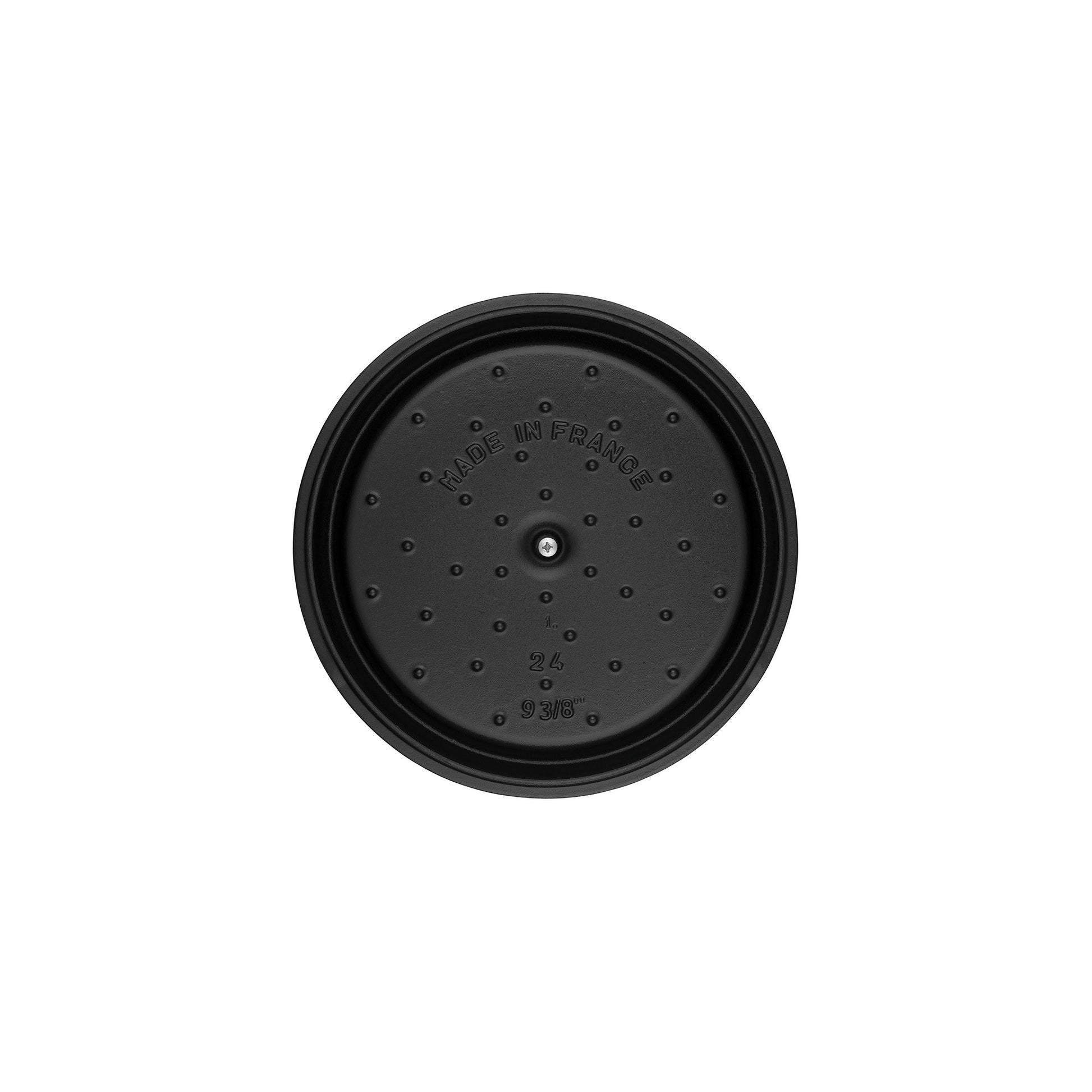 Staub Cocotte 28 cm aus Gusseisen für fettfreies Kochen.