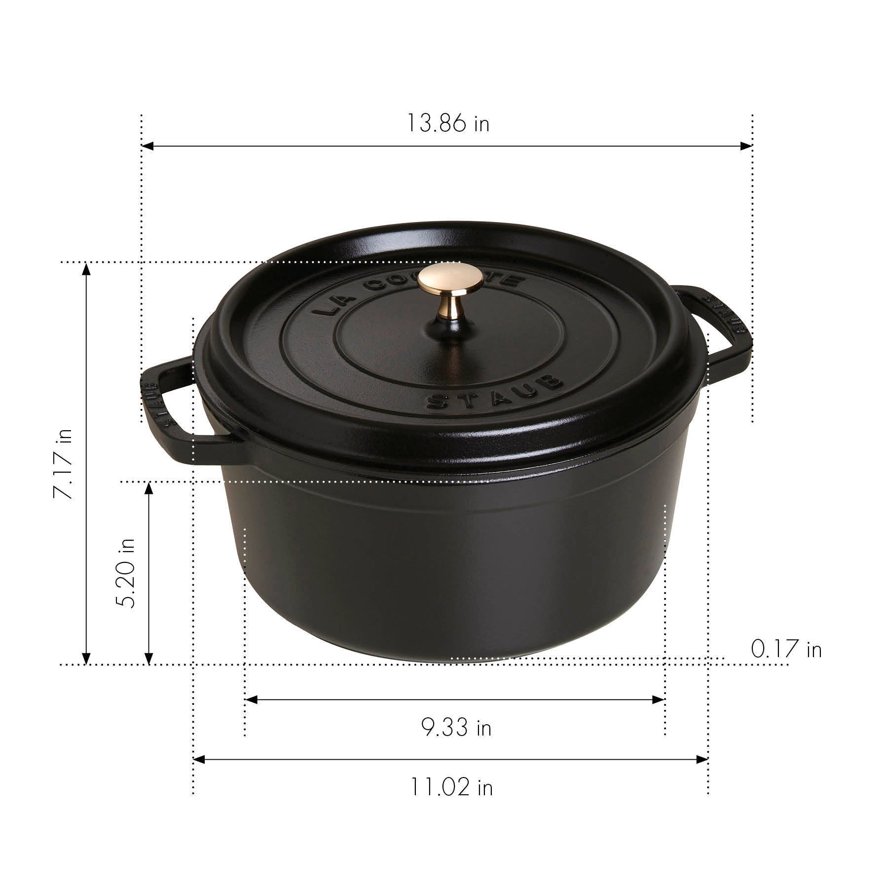 Staub Cocotte 28 cm aus Gusseisen für fettfreies Kochen.