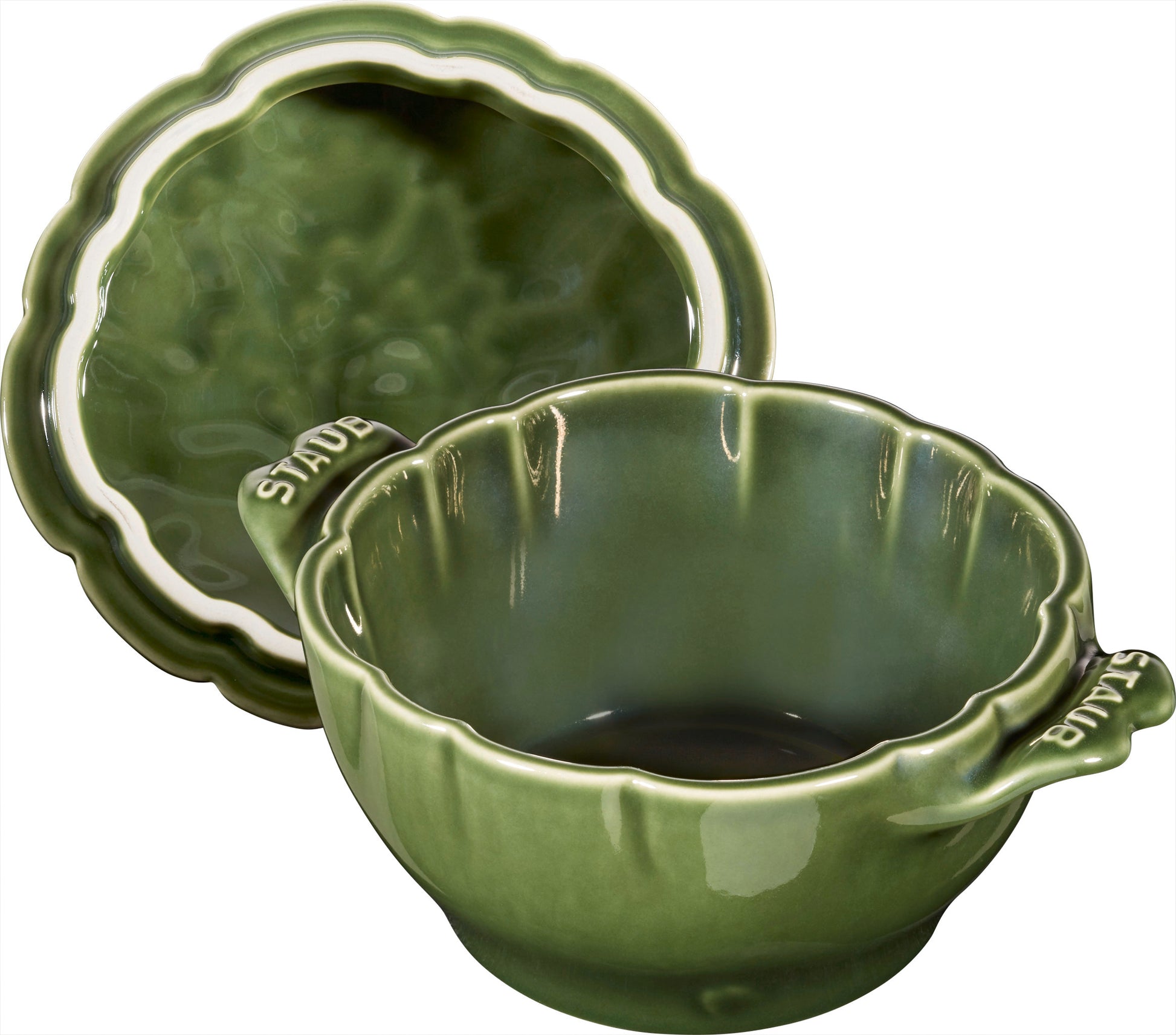 Staub Cocotte 13 cm in Basilikum-Grün, ideal für die Zubereitung und Servierung von Speisen