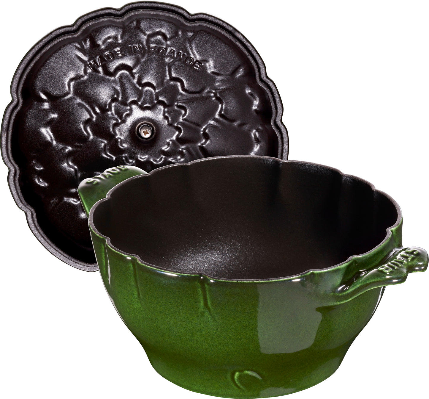 Staub Cocotte 22 cm in Basilikum-Grün, ideal für das Kochen und Braten in der Gastronomie