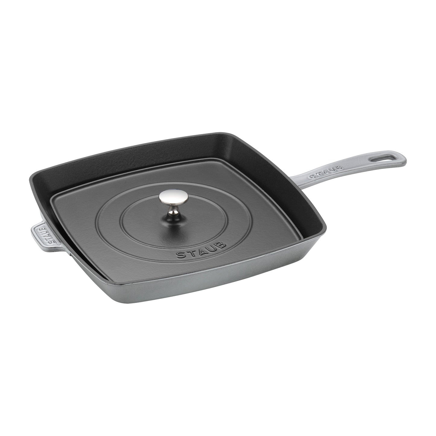 Staub American Grillpfanne, 30 cm, quadratisch, Gusseisen, ideal für Grillen und Braten.