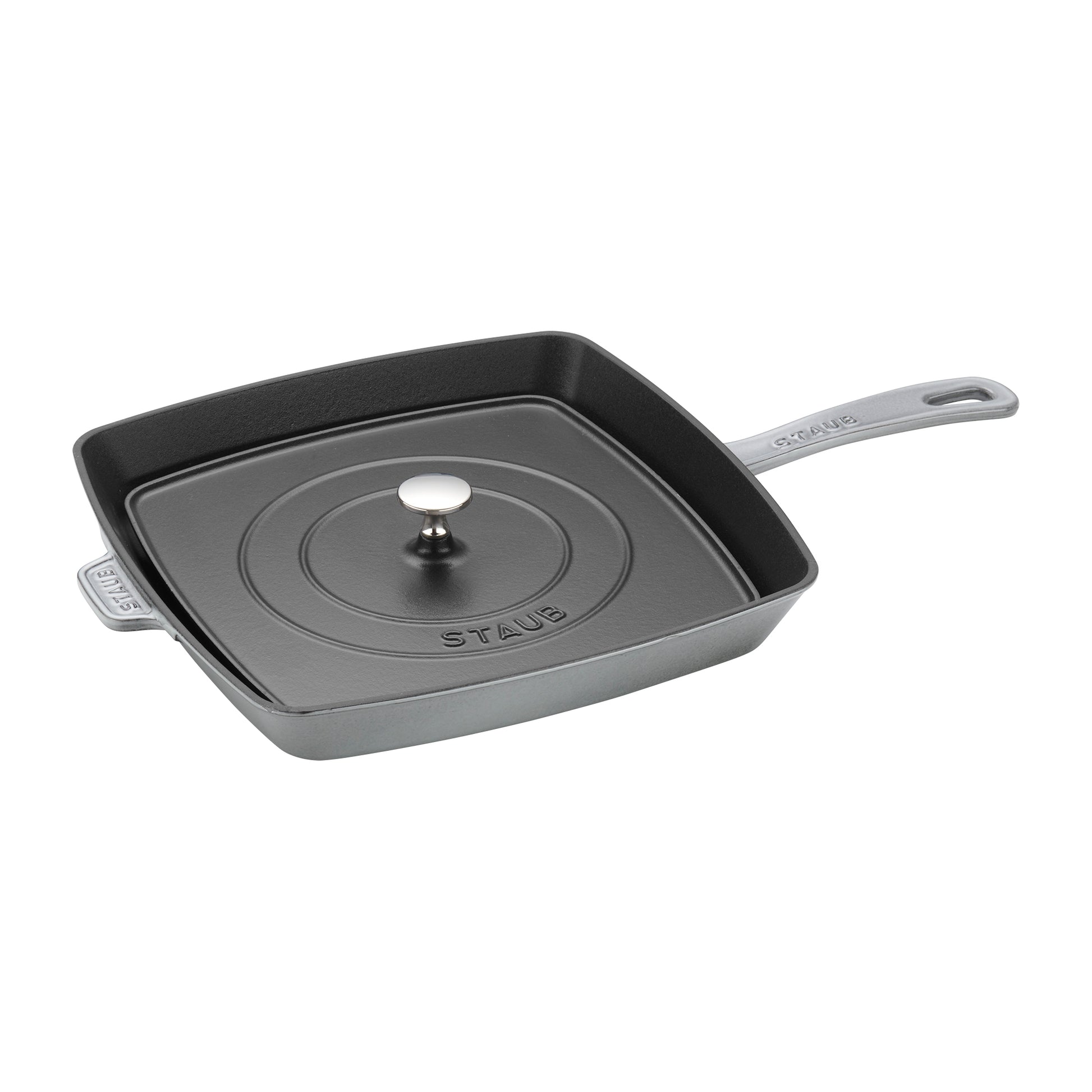 Staub American Grillpfanne, 30 cm, quadratisch, Gusseisen, ideal für Grillen und Braten.