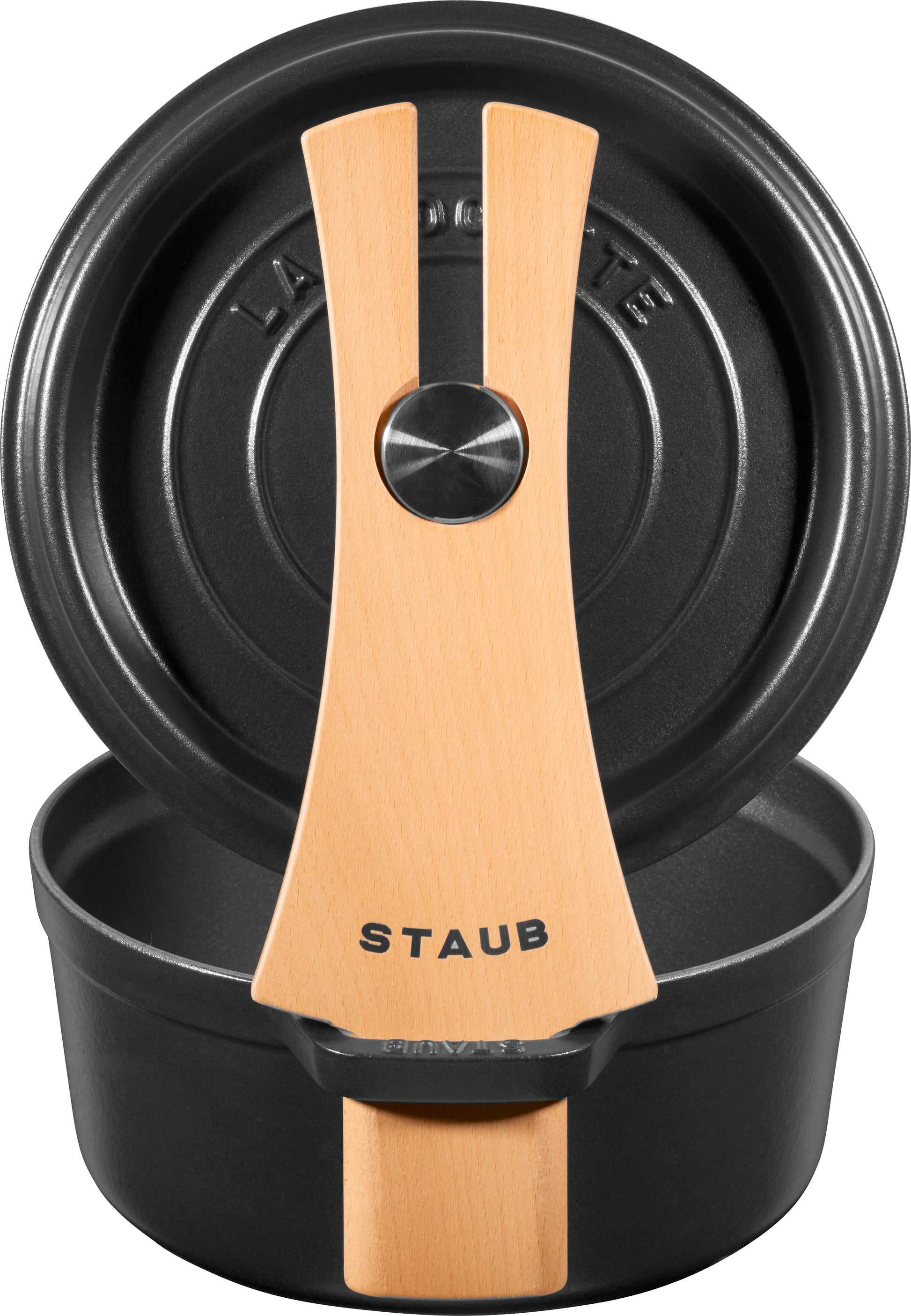 Staub Deckelhalter Holz, 34 cm - Praktisches Küchenzubehör für Töpfe und Pfannen