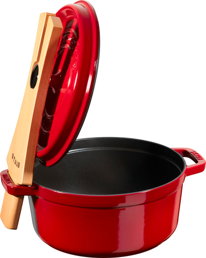 Staub Deckelhalter Holz, 34 cm - Praktisches Küchenzubehör für Töpfe und Pfannen