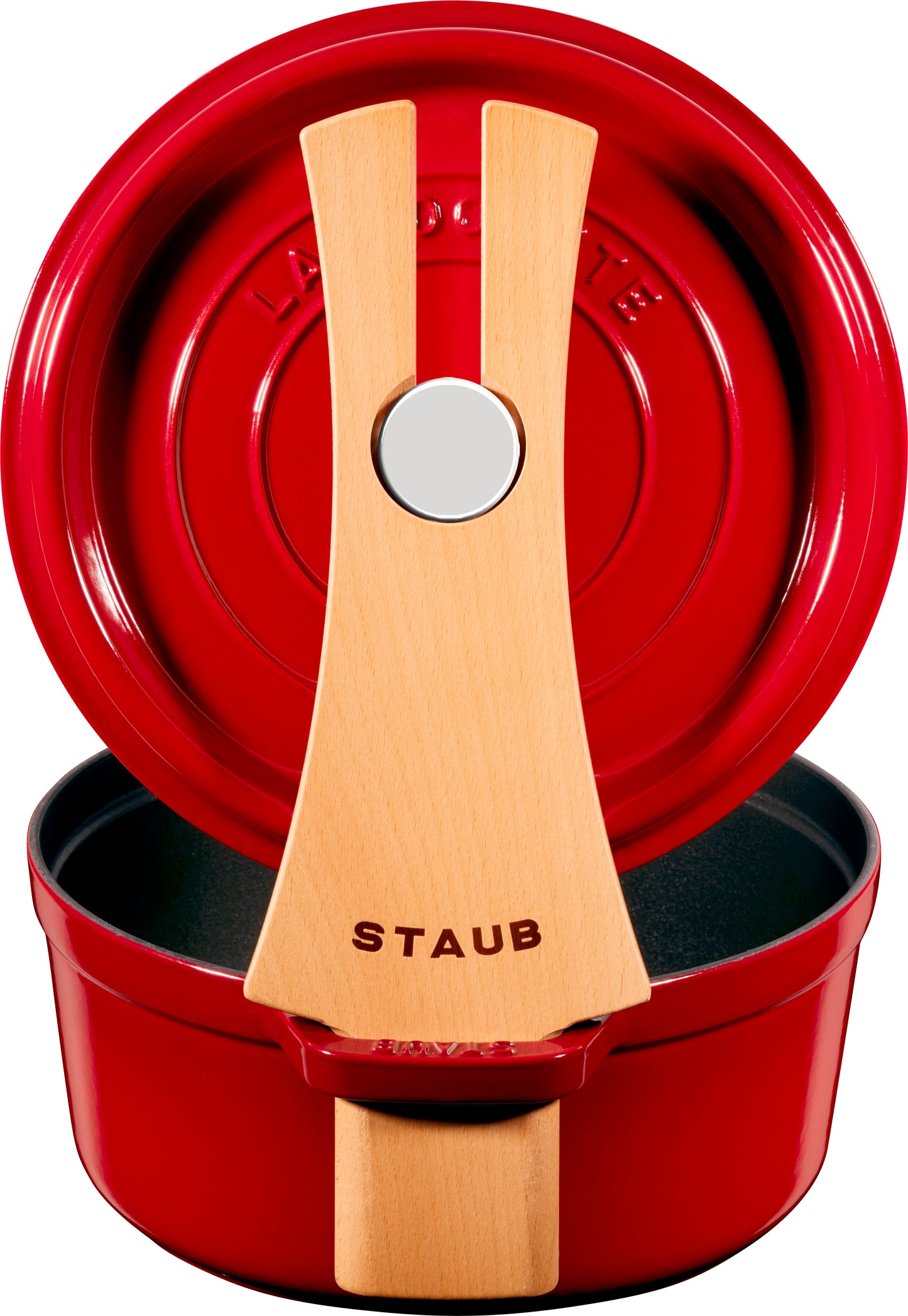 Staub Deckelhalter Holz, 34 cm - Praktisches Küchenzubehör für Töpfe und Pfannen