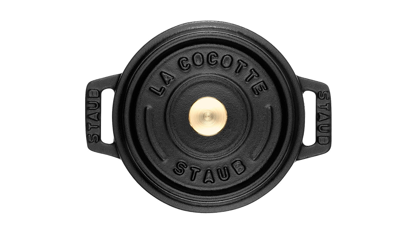 Staub Cocotte, 12 cm aus Gusseisen, ideal zum Schmoren und Servieren von kleinen Portionen.