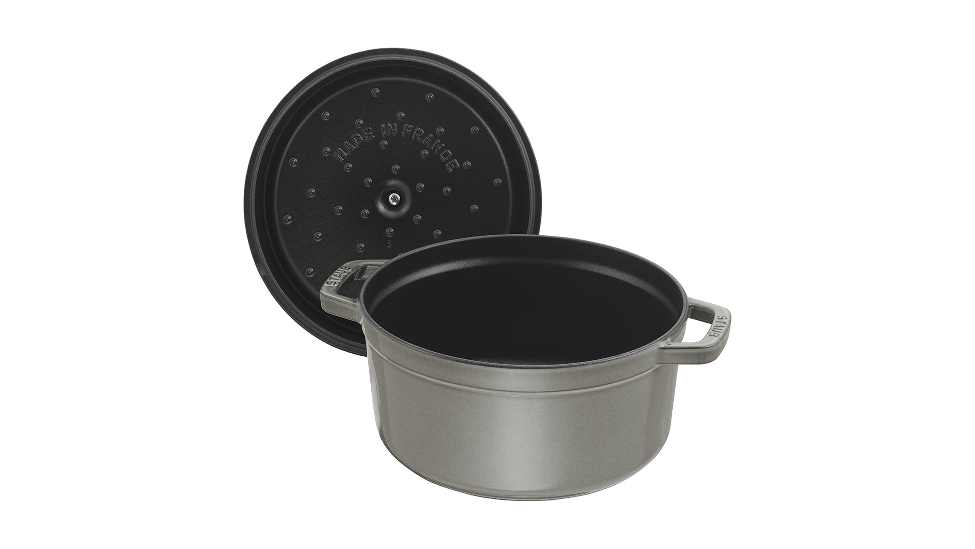 Staub Cocotte 16 cm in Graphit-Grau, ideal für Eintöpfe und Aufläufe