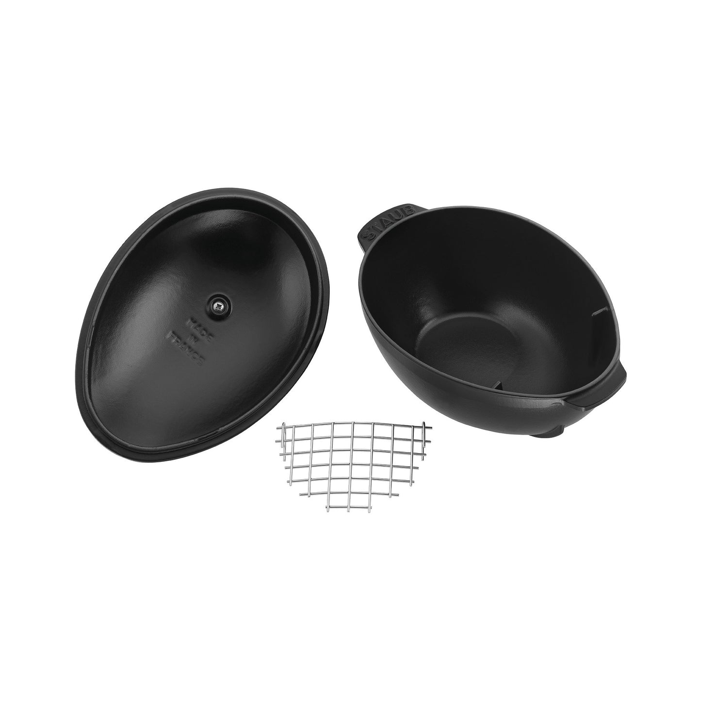 Staub Muscheltopf aus Gusseisen für die Zubereitung von Muscheln.