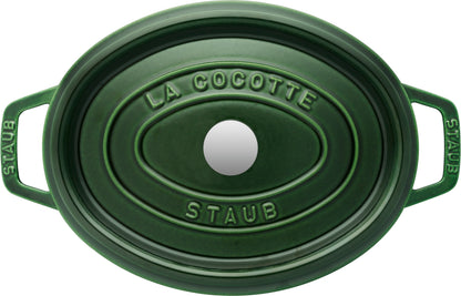 Staub Cocotte 27 cm in Basilikum-Grün, geeignet für schmackhafte Zubereitungen