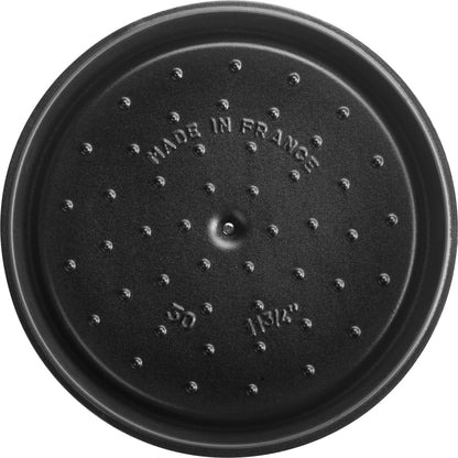 Staub Cocotte, 30 cm in Graphit-Grau – professionelles Kochen mit Gusseisen.