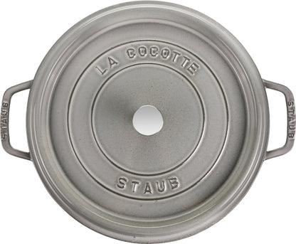 Staub Cocotte, 30 cm in Graphit-Grau – professionelles Kochen mit Gusseisen.